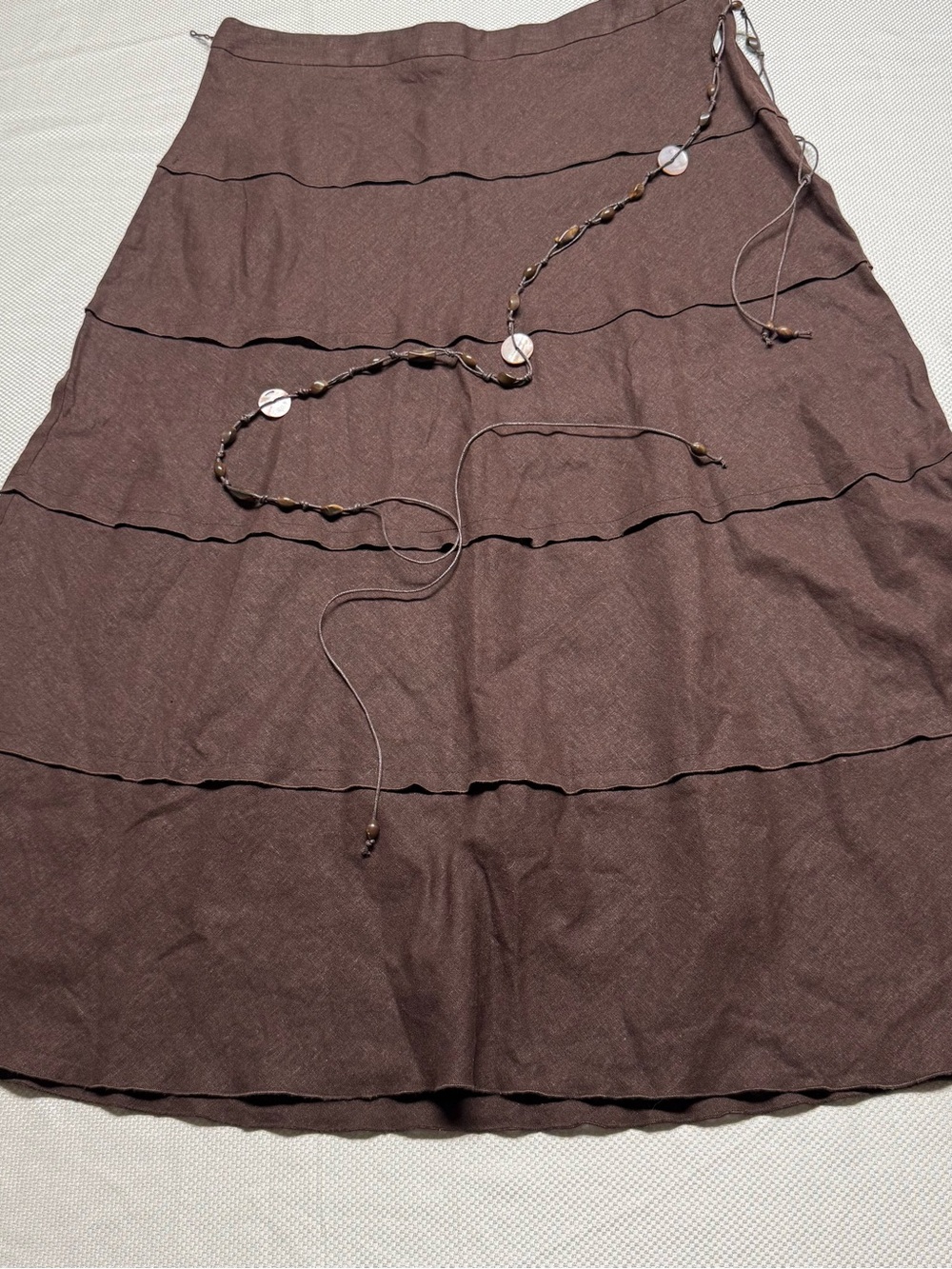 Harve Benard Brown Tiered A-Line Skirt